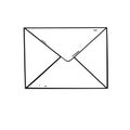 Envelope hand drawn illustration, single object. Vector line art.